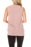 Solid cutout shoulder top with self-tie front plus - Destination Store