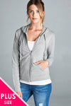 Long sleeve zipper french terry jacket w/ kangaroo pocket - Destination Store
